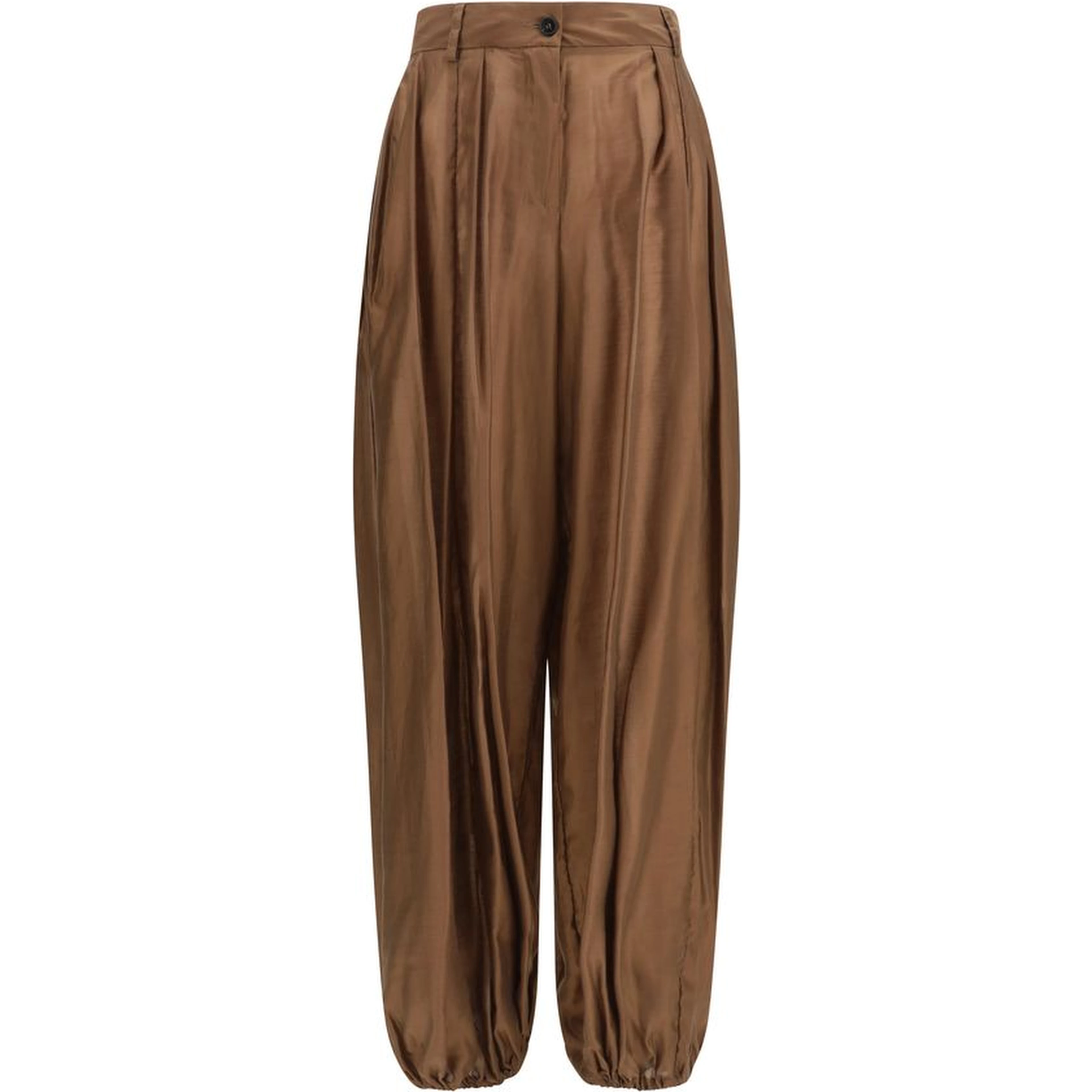 Brown Polyester Casual Pants