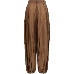 Brown Polyester Casual Pants