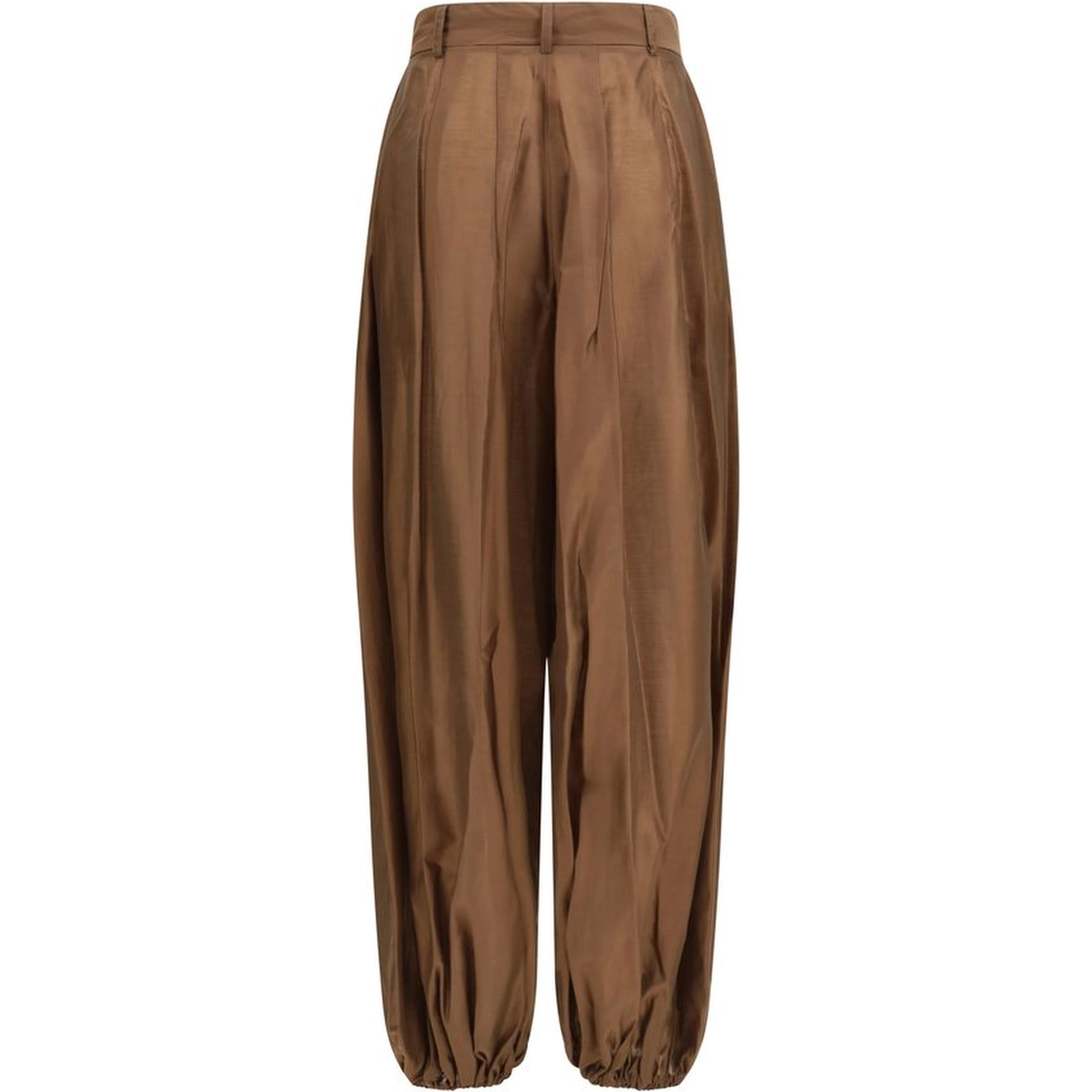 Brown Polyester Casual Pants
