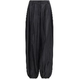 Black Polyester Casual Pants