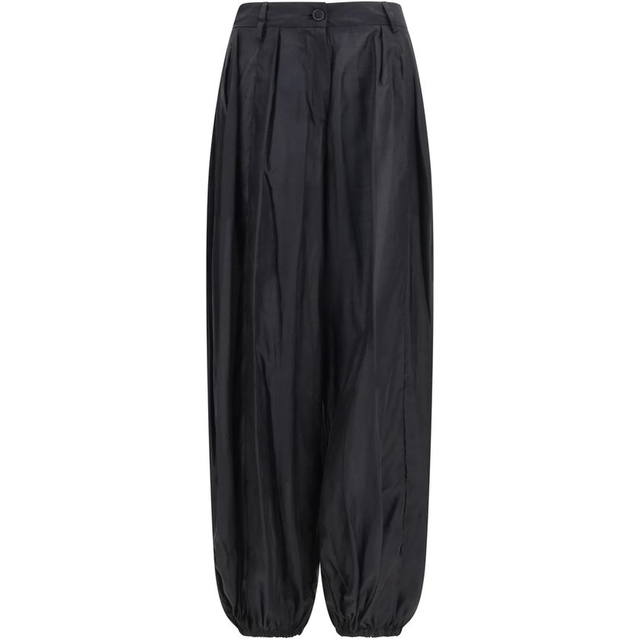Black Polyester Casual Pants