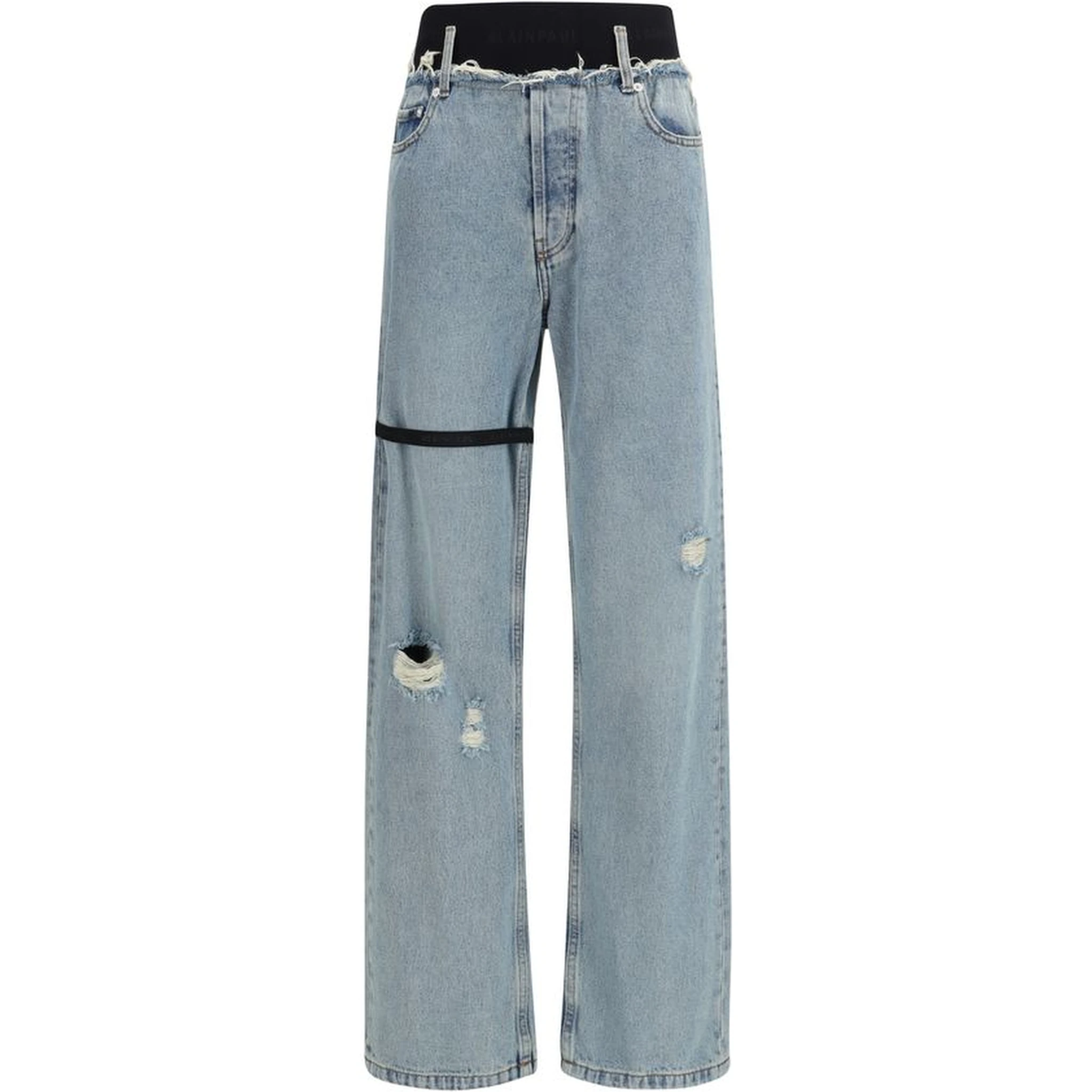 Blue Cotton High-Waisted Jean