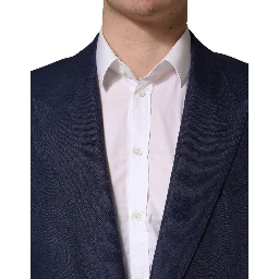 Blue Single Breasted 2 Button Suit Jacket