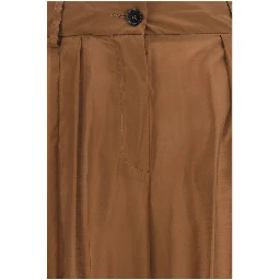 Brown Polyester Casual Pants