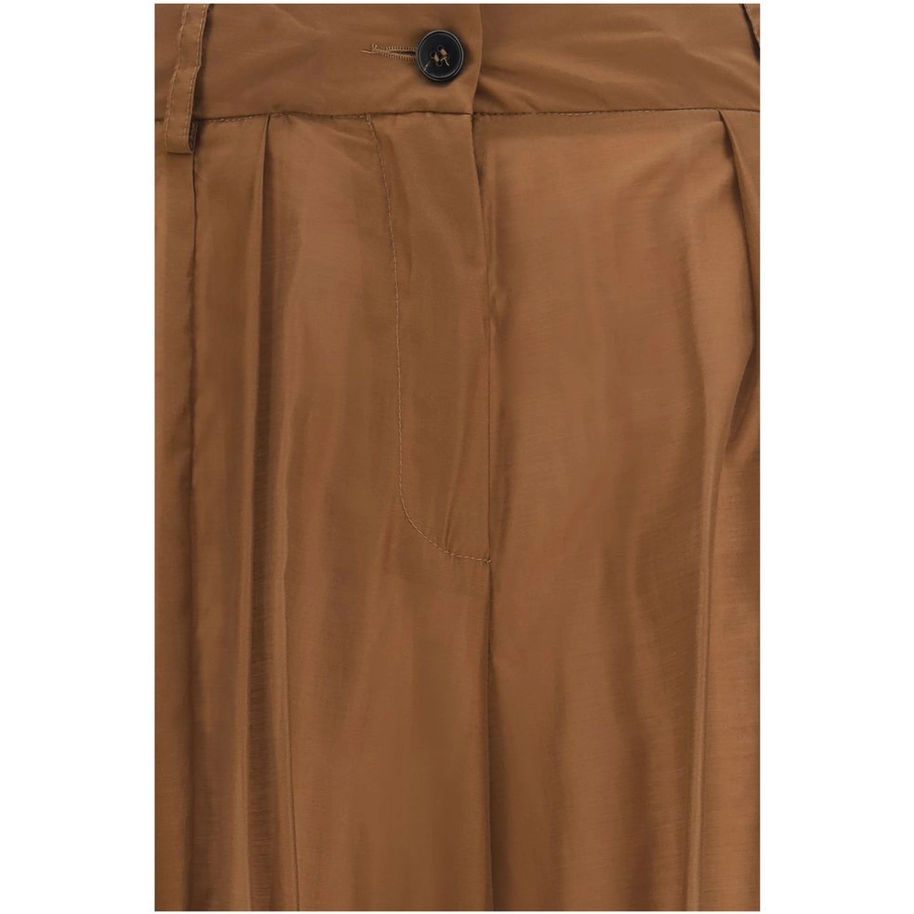 Brown Polyester Casual Pants