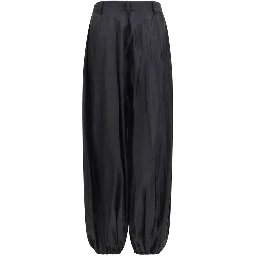 Black Polyester Casual Pants