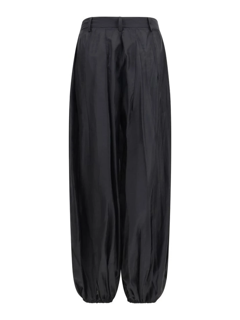 Black Polyester Casual Pants