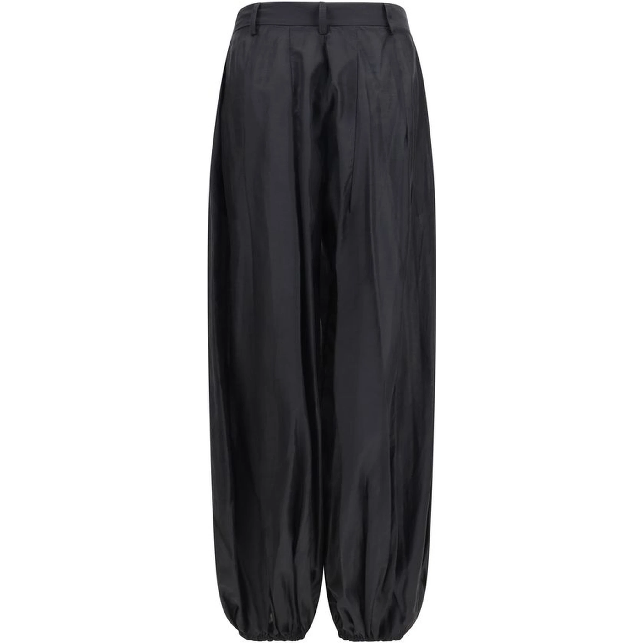 Black Polyester Casual Pants