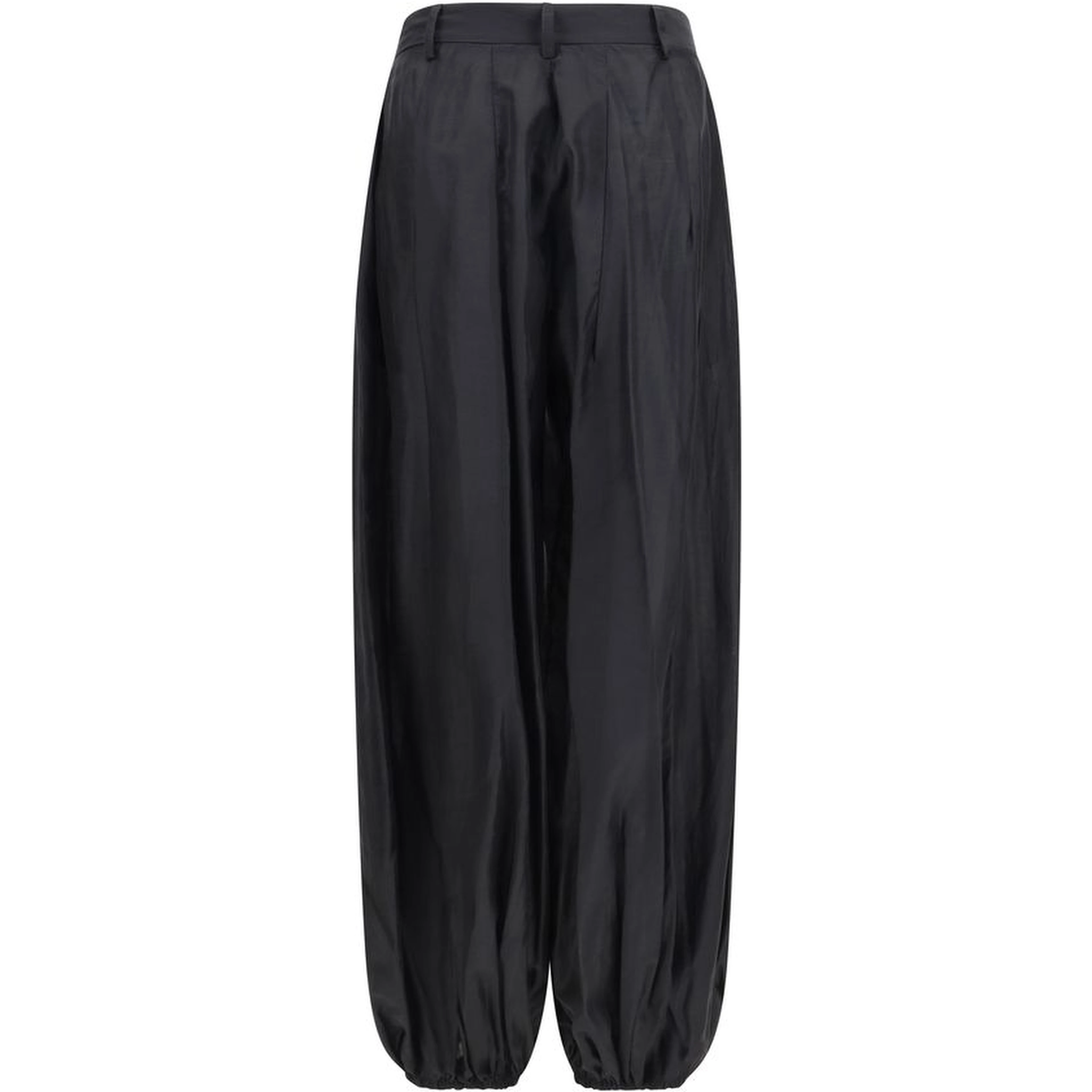 Black Polyester Casual Pants