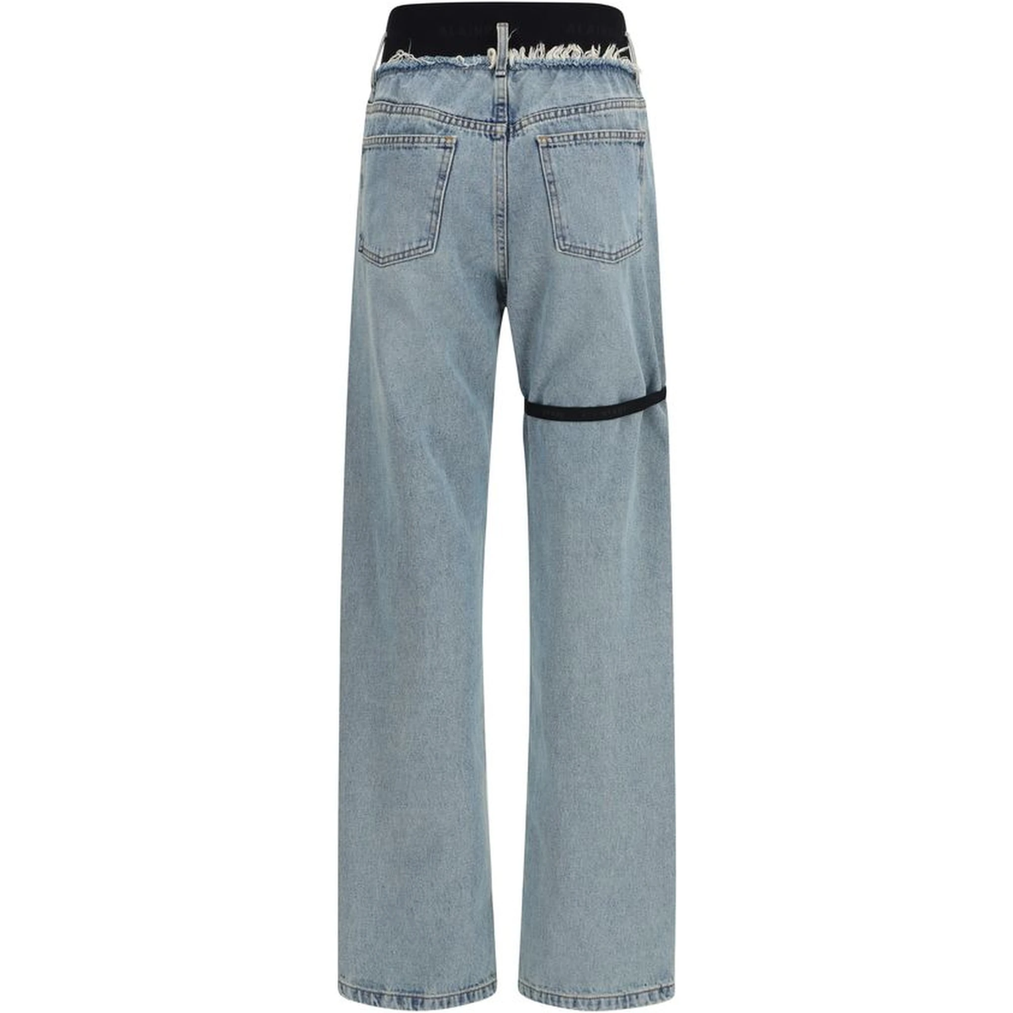 Blue Cotton High-Waisted Jean