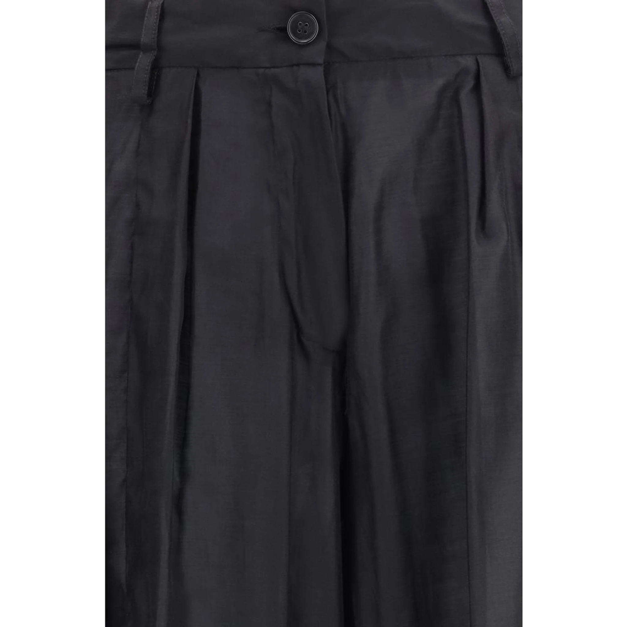 Black Polyester Casual Pants