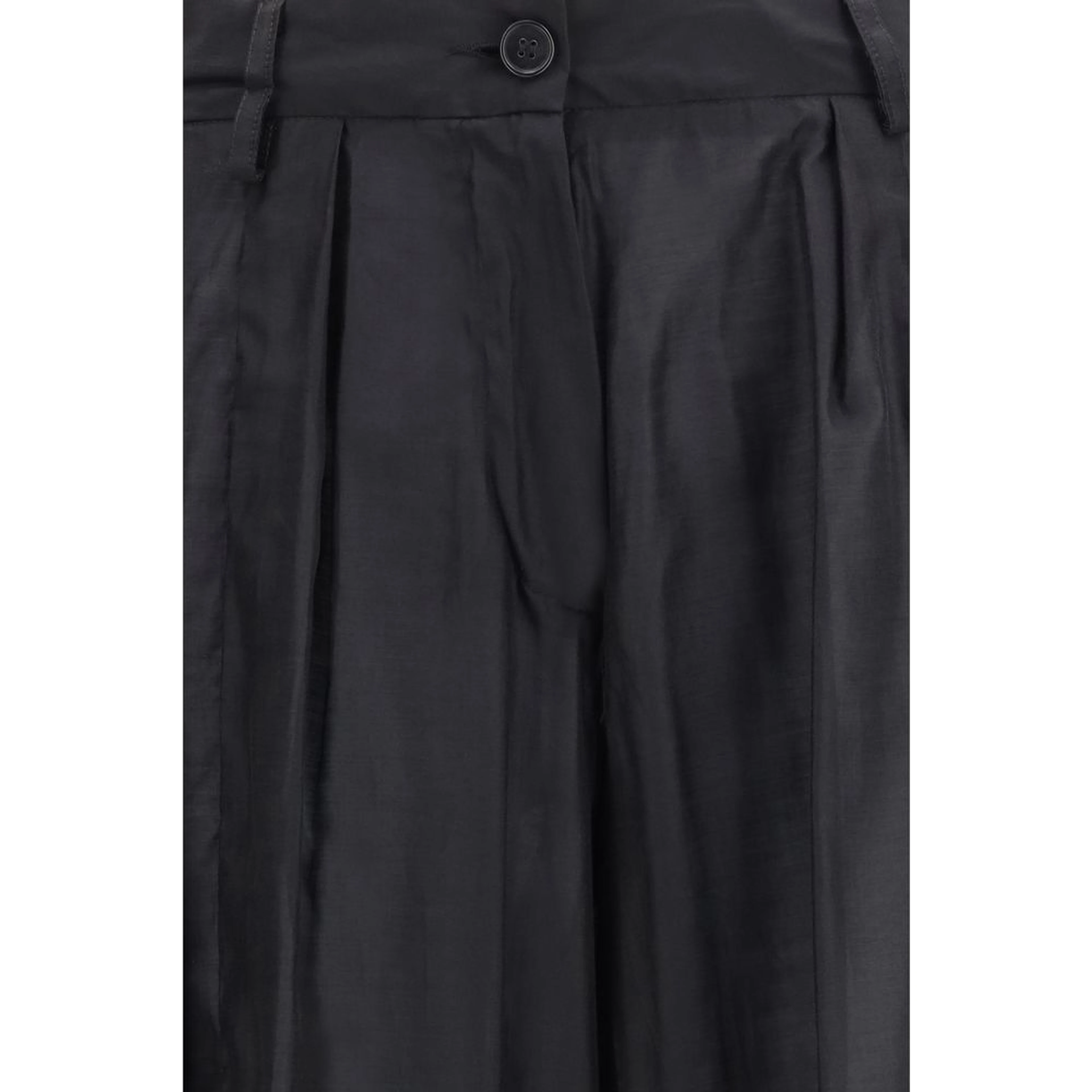 Black Polyester Casual Pants