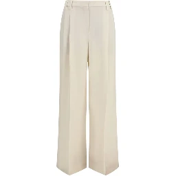 Beige Viscose Casual Pants