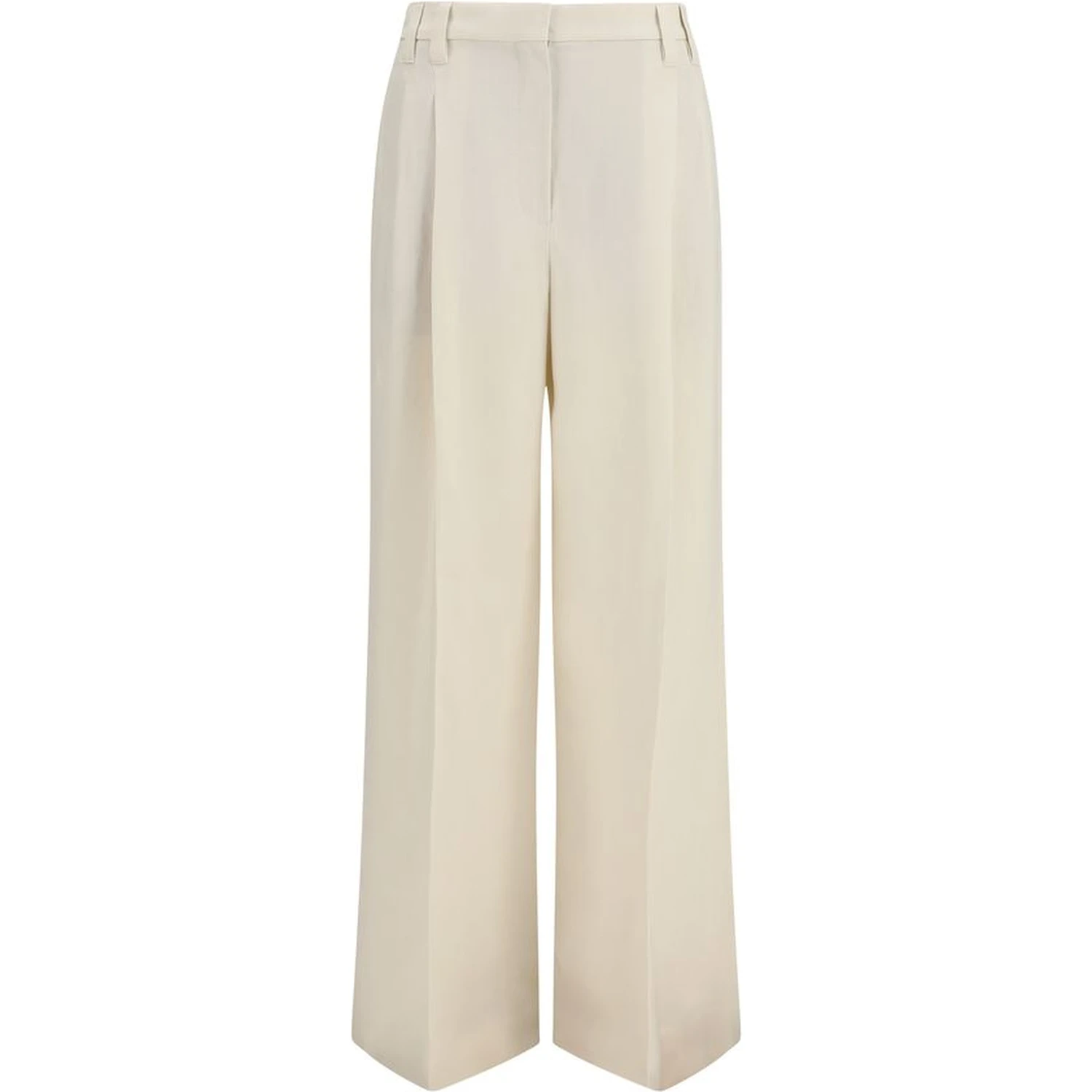 Beige Viscose Casual Pants