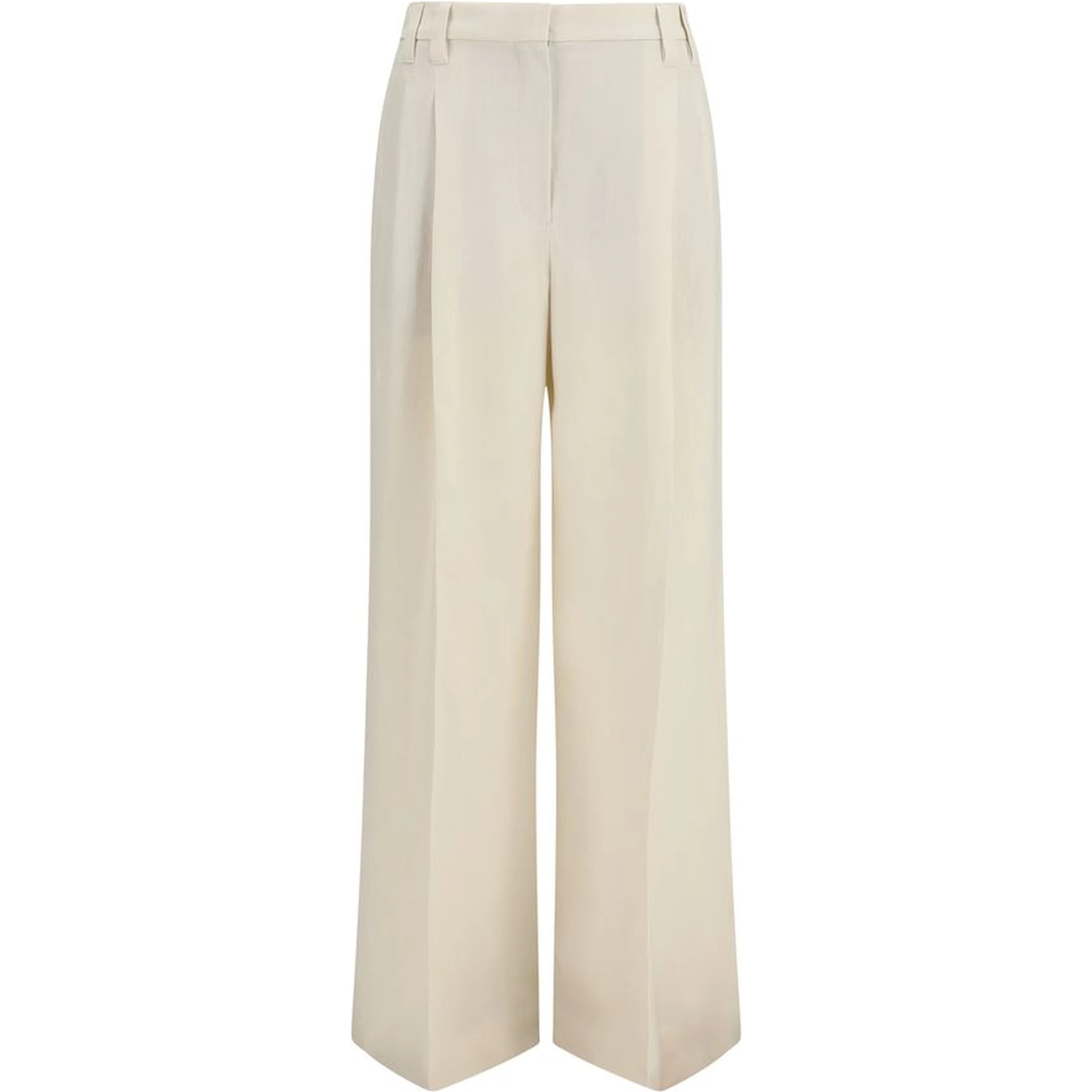 Beige Viscose Casual Pants