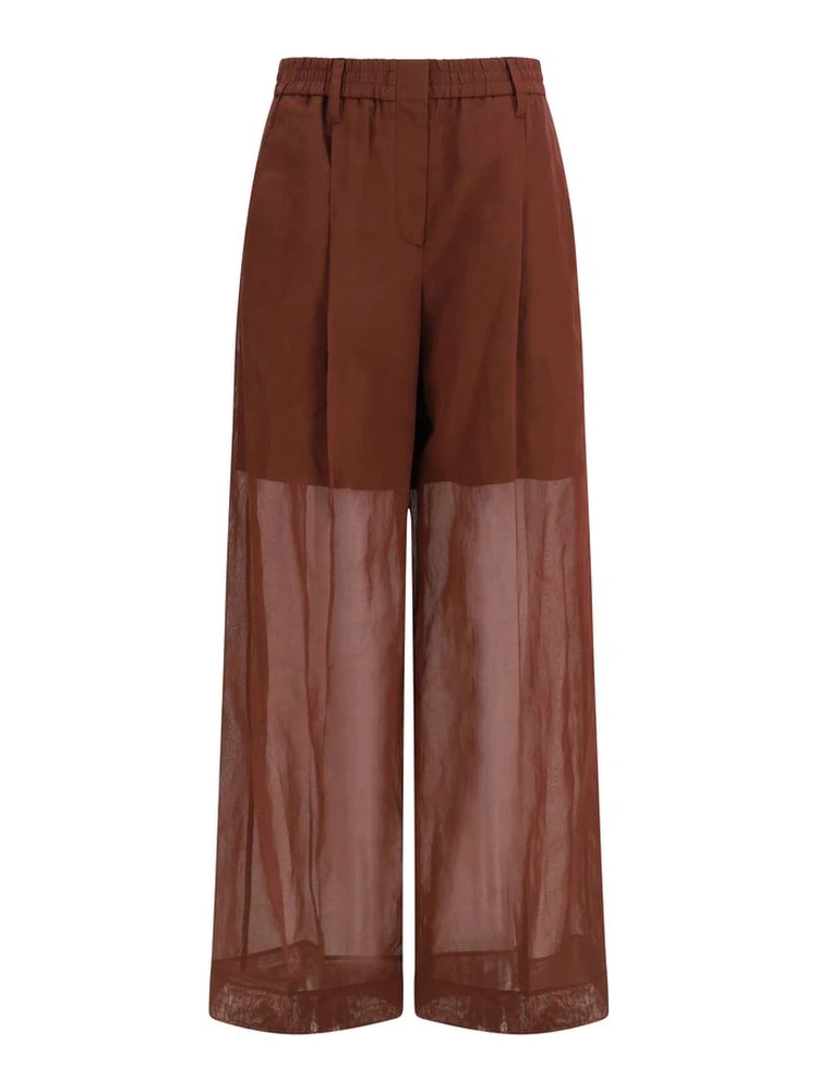Brown Cotton Dress Pants