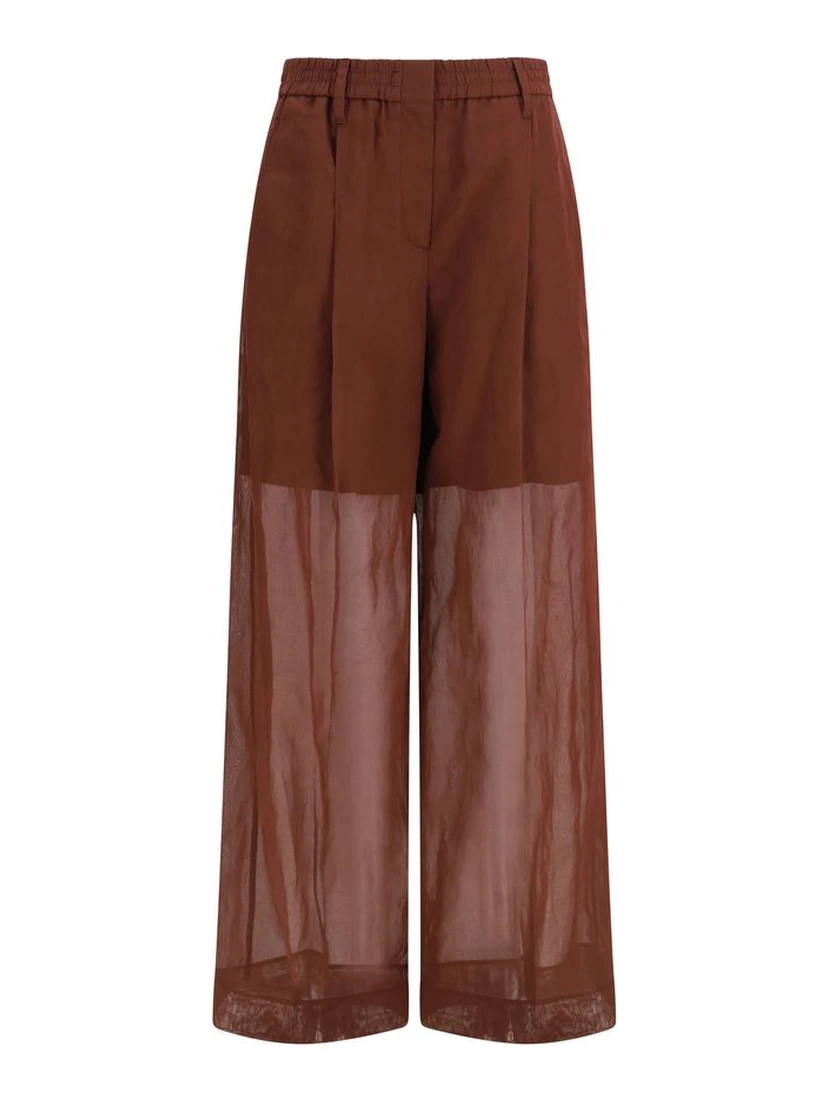Brown Cotton Dress Pants