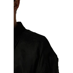 Black Ruffle Detail Semi Sheer Shirt Jacket