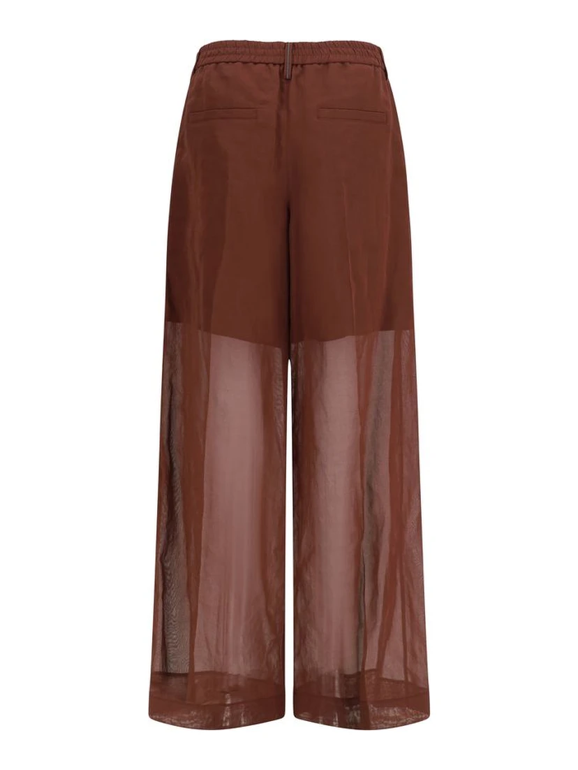 Brown Cotton Dress Pants