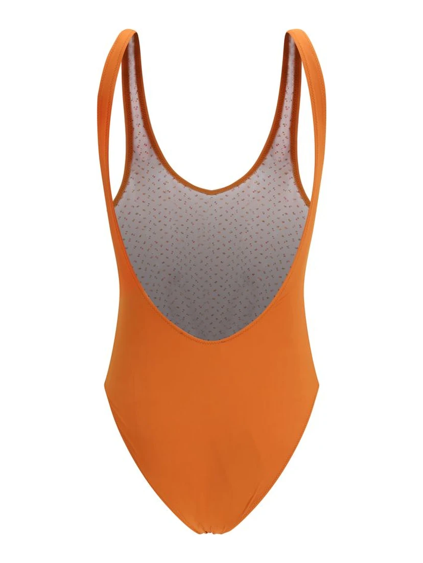 Orange Polyamide One-Piece Swimsuit