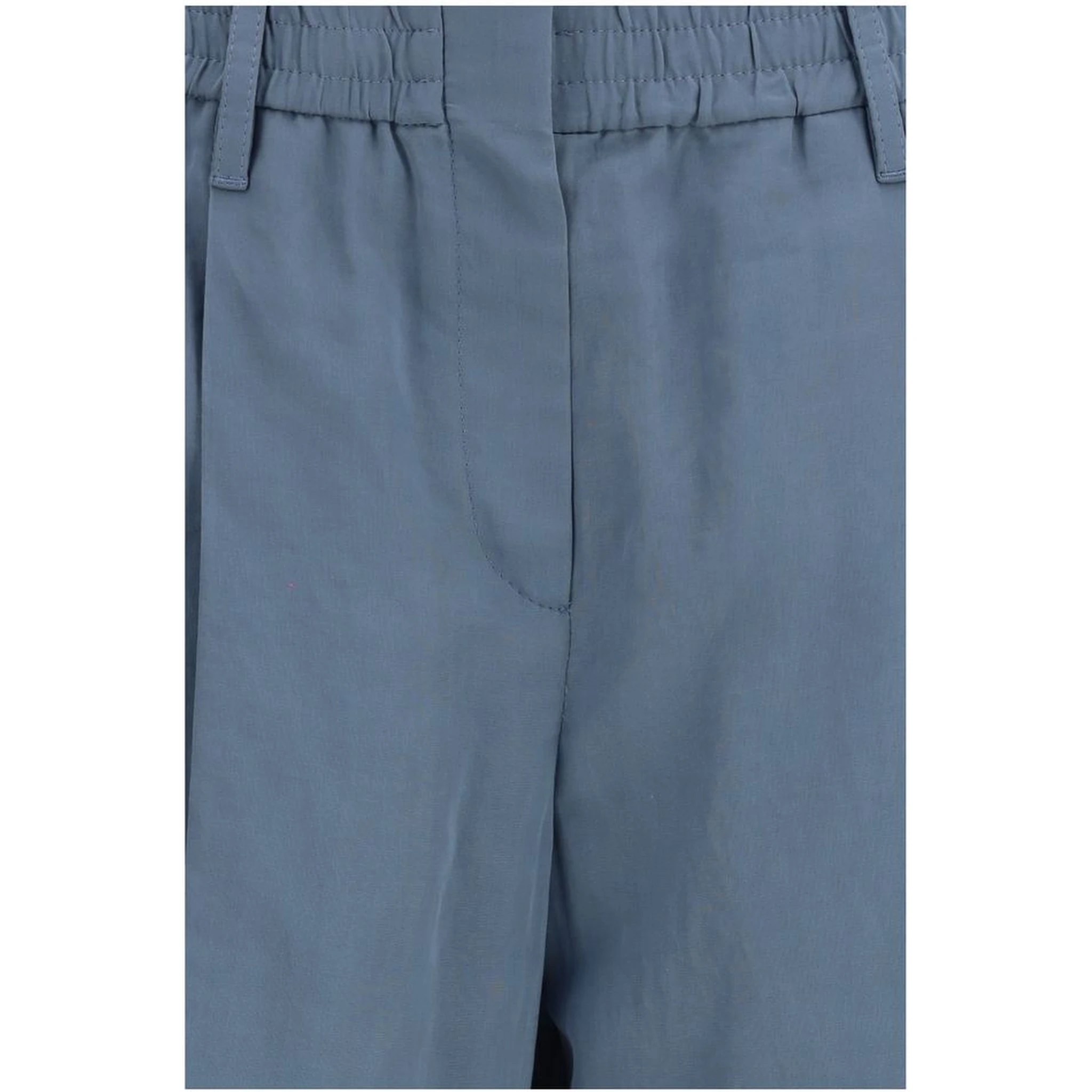 Blue Cotton Casual Pants