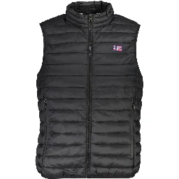 Black Polyester Sleveless Jacket