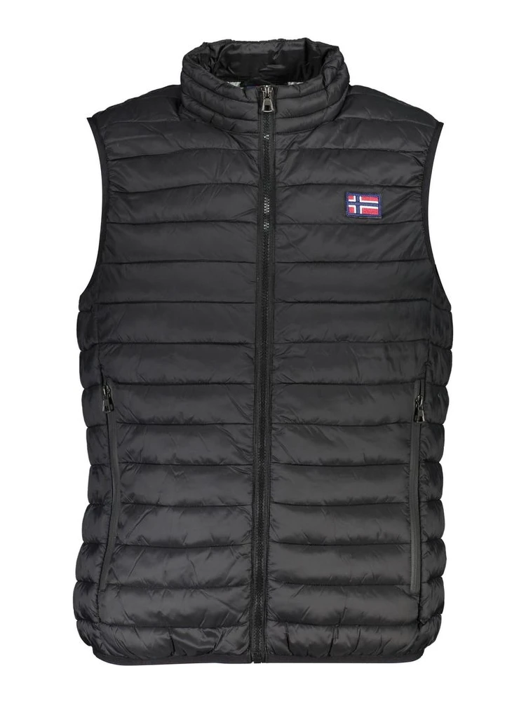 Black Polyester Sleveless Jacket