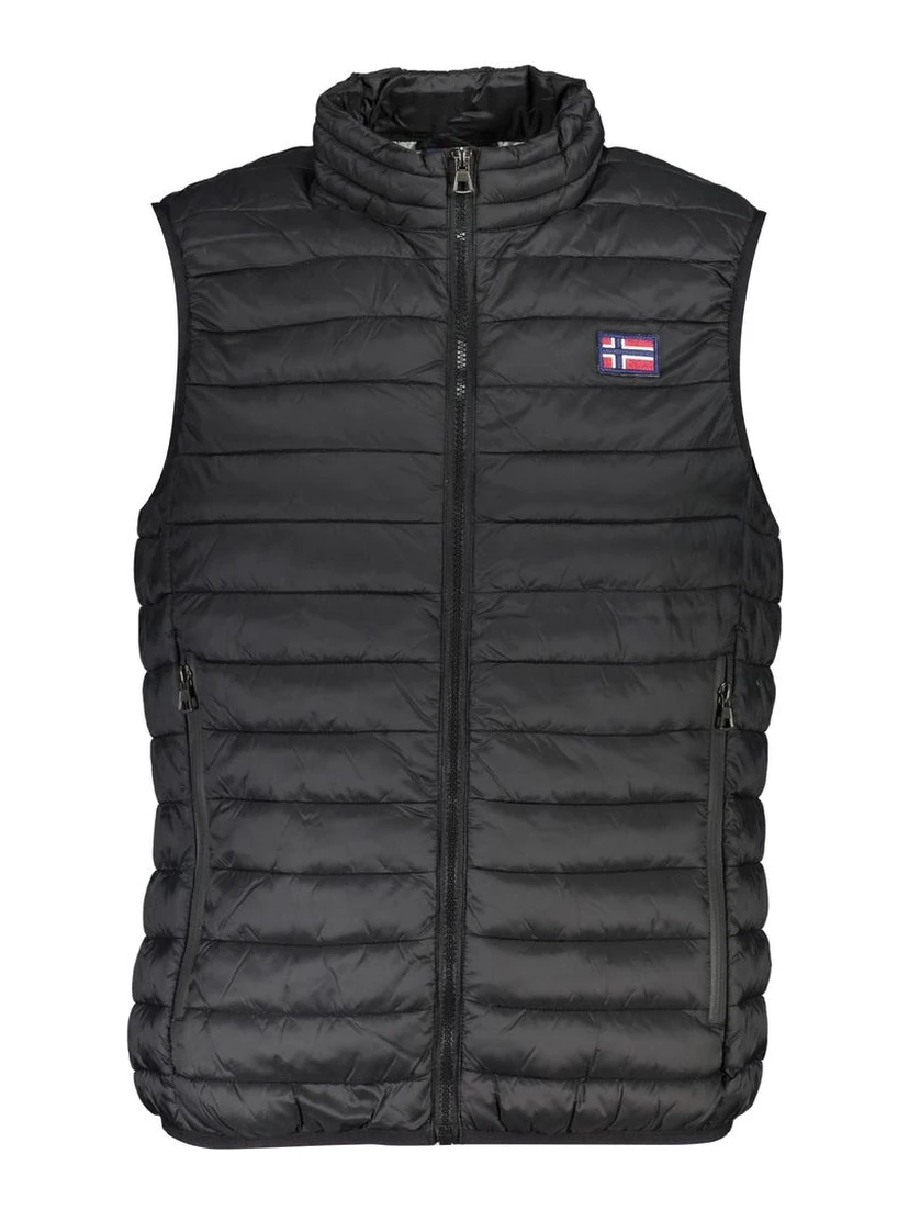 Black Polyester Sleveless Jacket