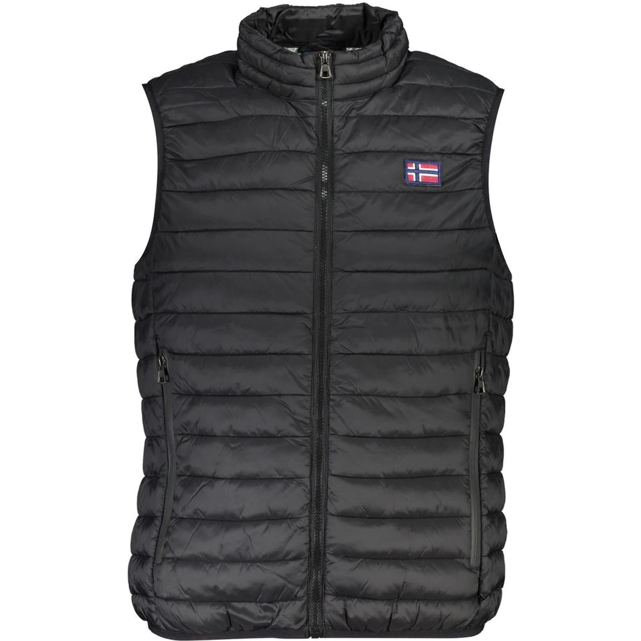 Black Polyester Sleveless Jacket