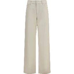 Beige Cotton Straight-Leg Jeans