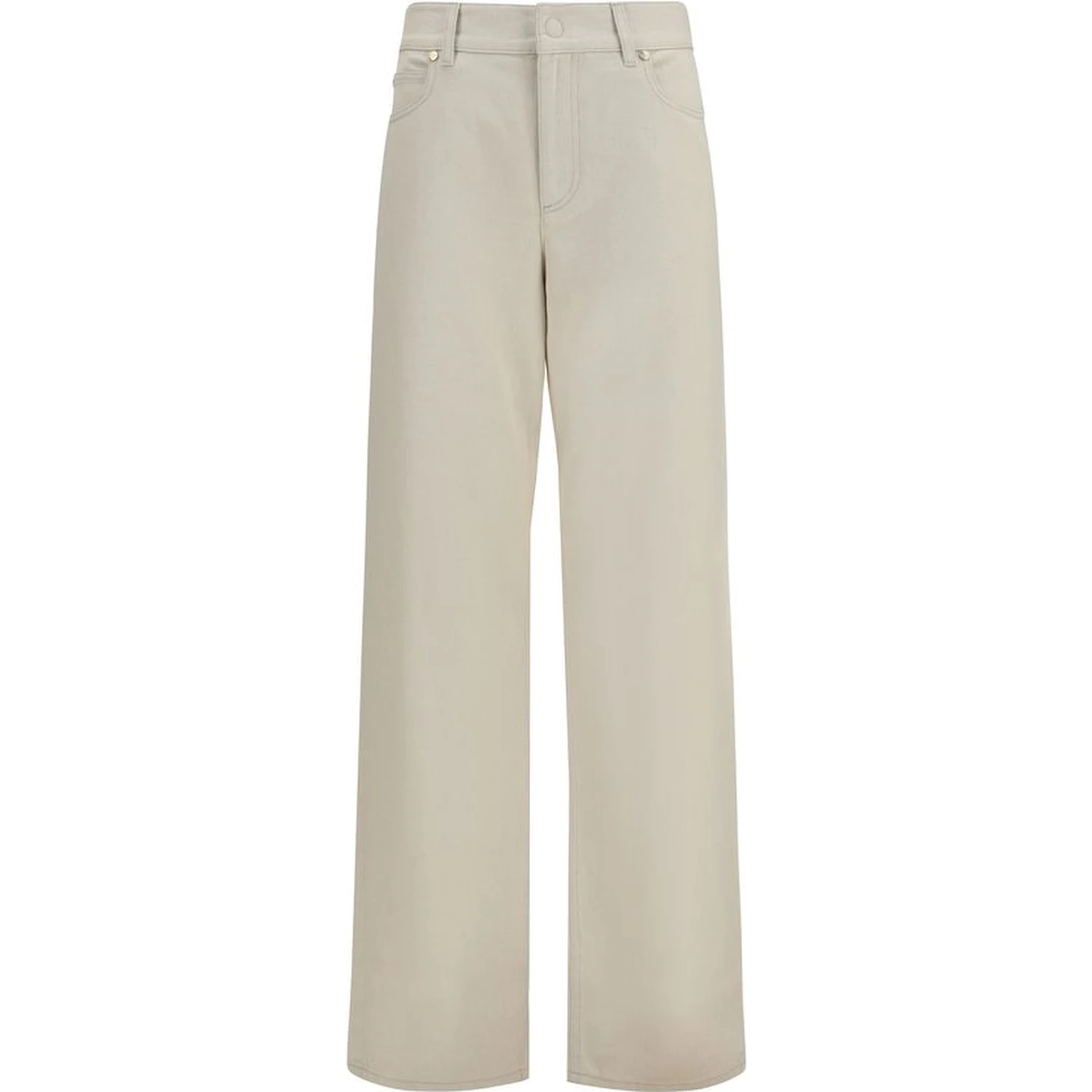 Beige Cotton Straight-Leg Jeans