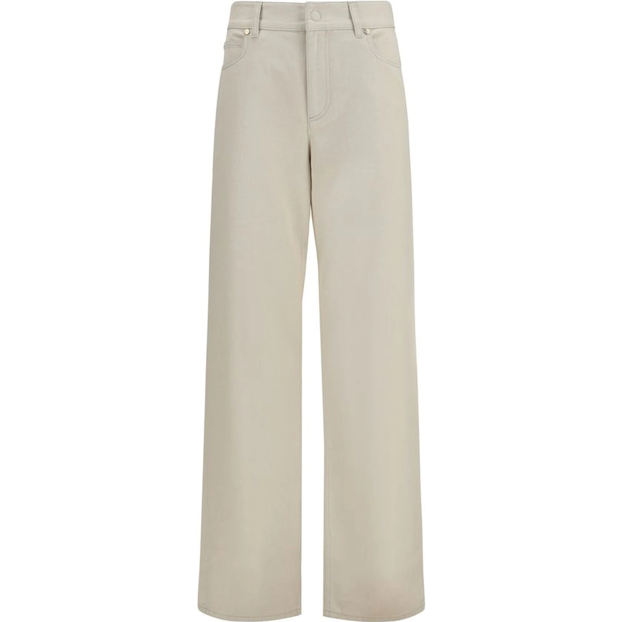 Beige Cotton Straight-Leg Jeans