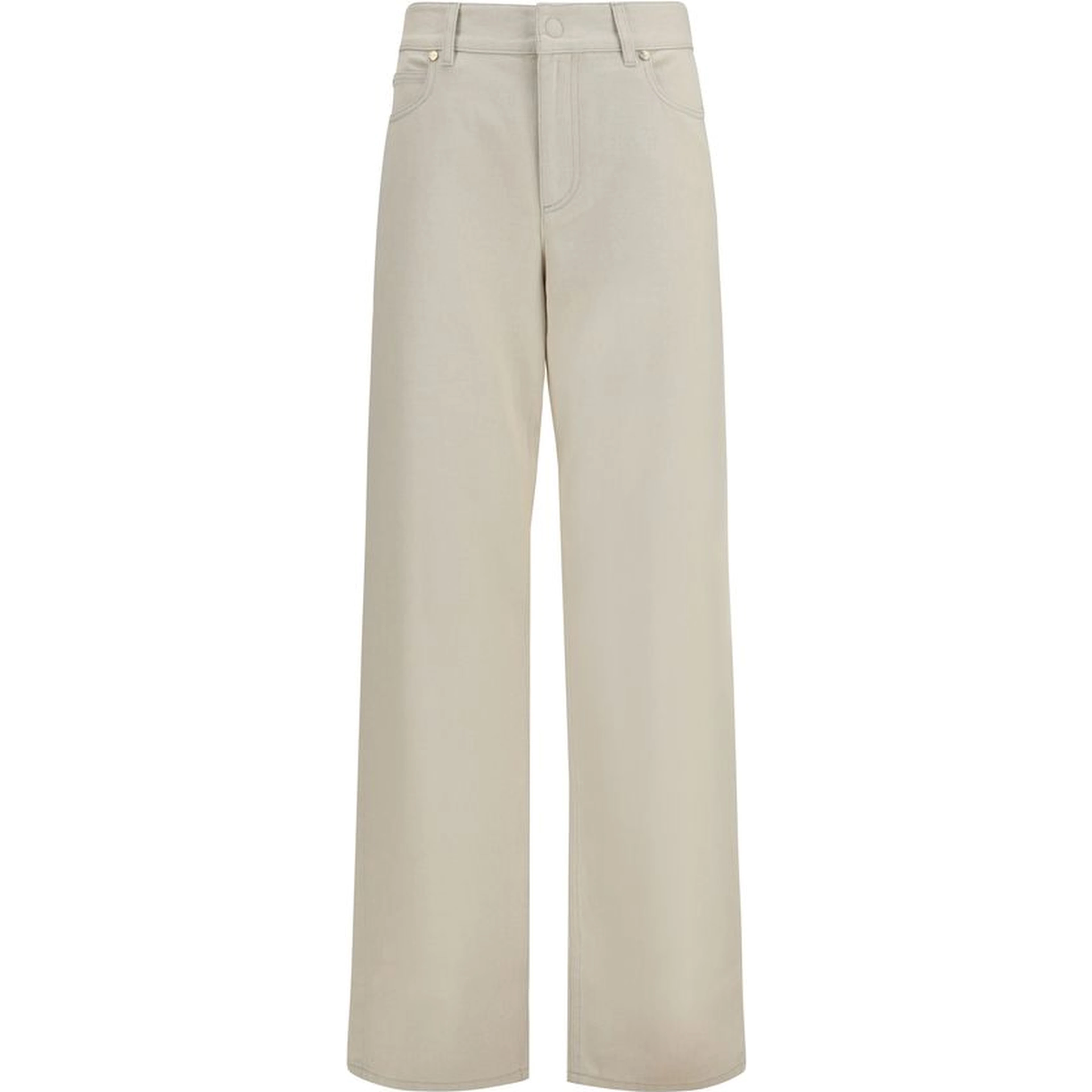 Beige Cotton Straight-Leg Jeans