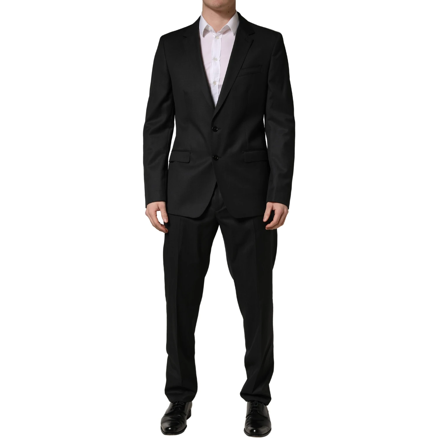Black Wool 2 Buttons Formal 2 Piece Suit