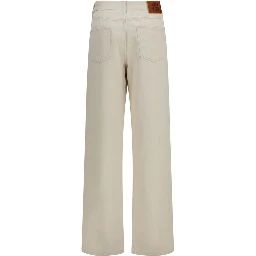 Beige Cotton Straight-Leg Jeans