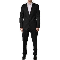 Black Wool 2 Buttons Formal 2 Piece Suit