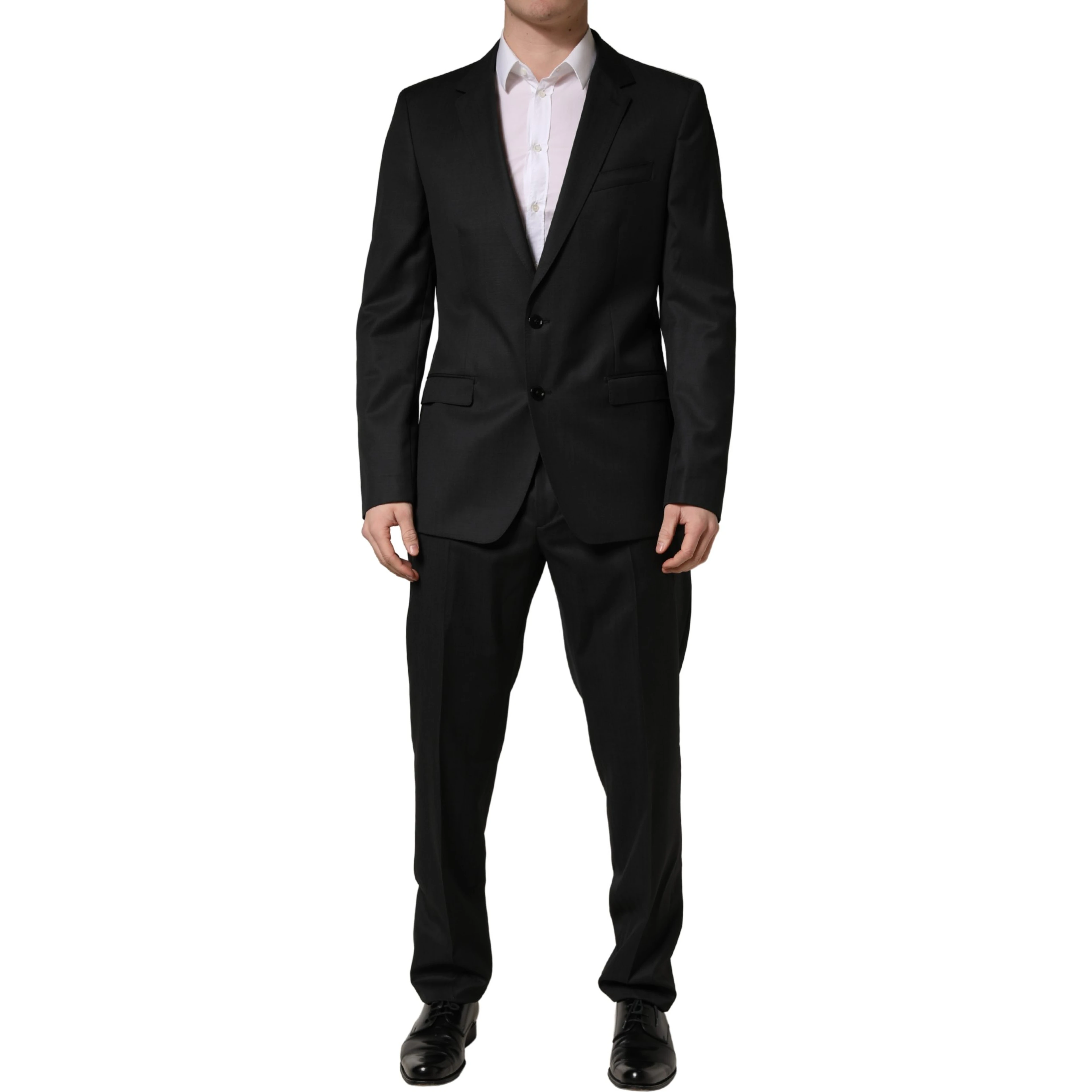 Black Wool 2 Buttons Formal 2 Piece Suit