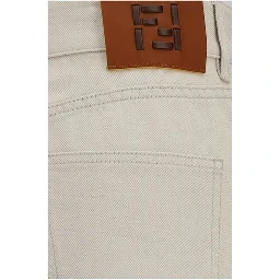 Beige Cotton Straight-Leg Jeans
