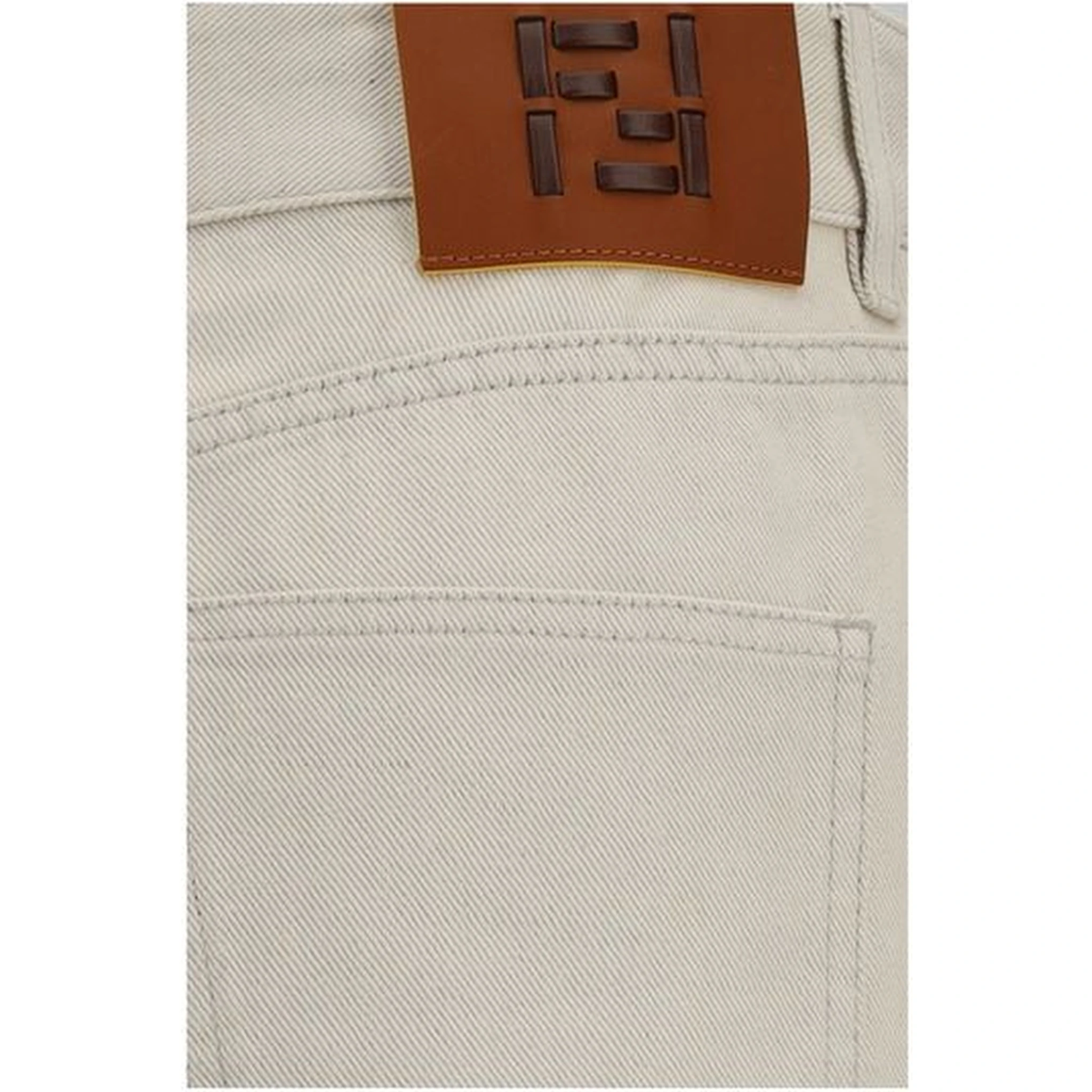 Beige Cotton Straight-Leg Jeans