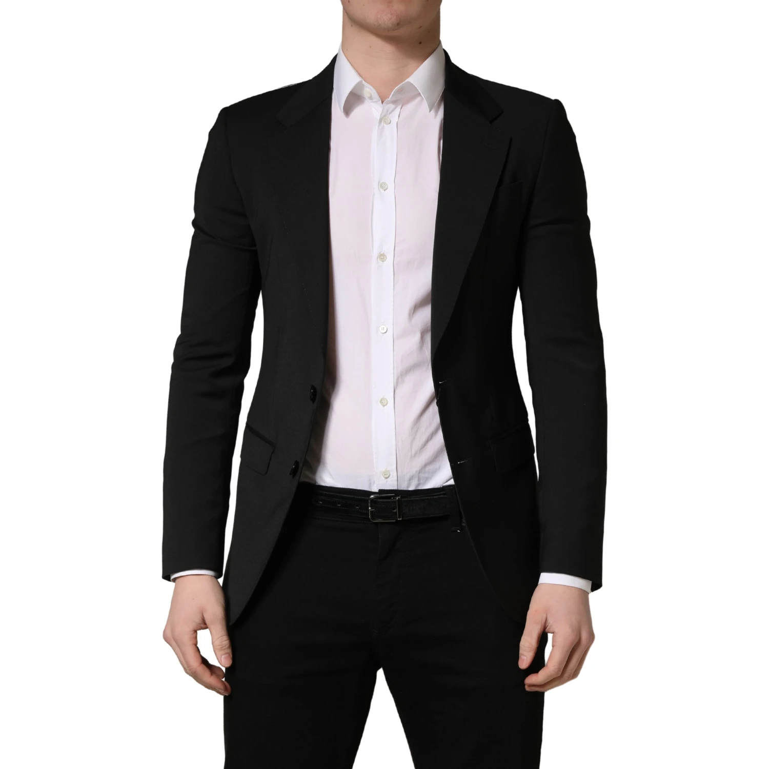 Black Polyester 2 Buttons Men Suit Jacket