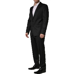 Black Wool 2 Buttons Formal 2 Piece Suit