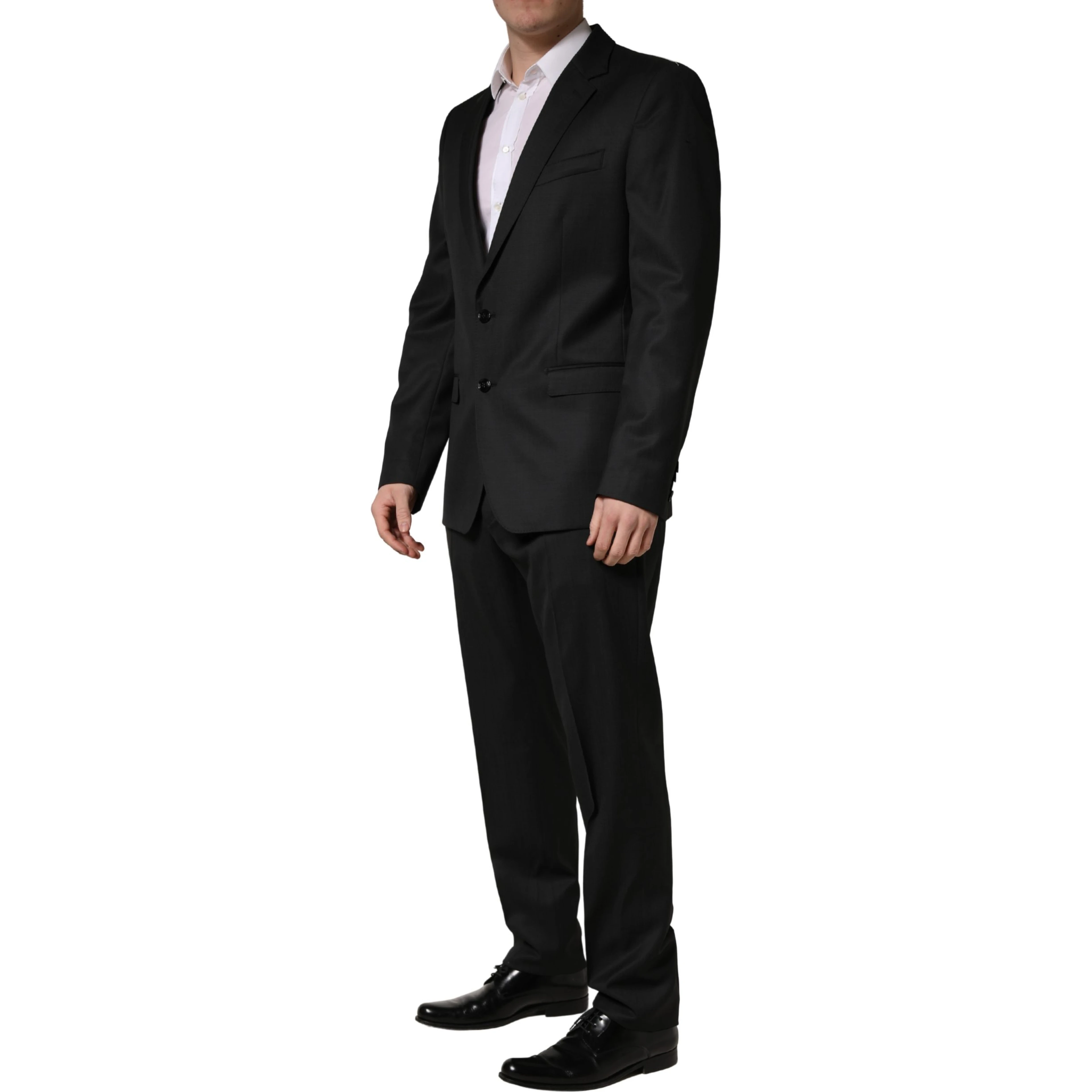 Black Wool 2 Buttons Formal 2 Piece Suit