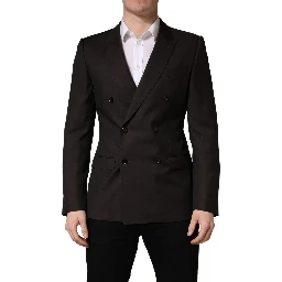 Dark Violet Wool Double Breasted Suit Jacket