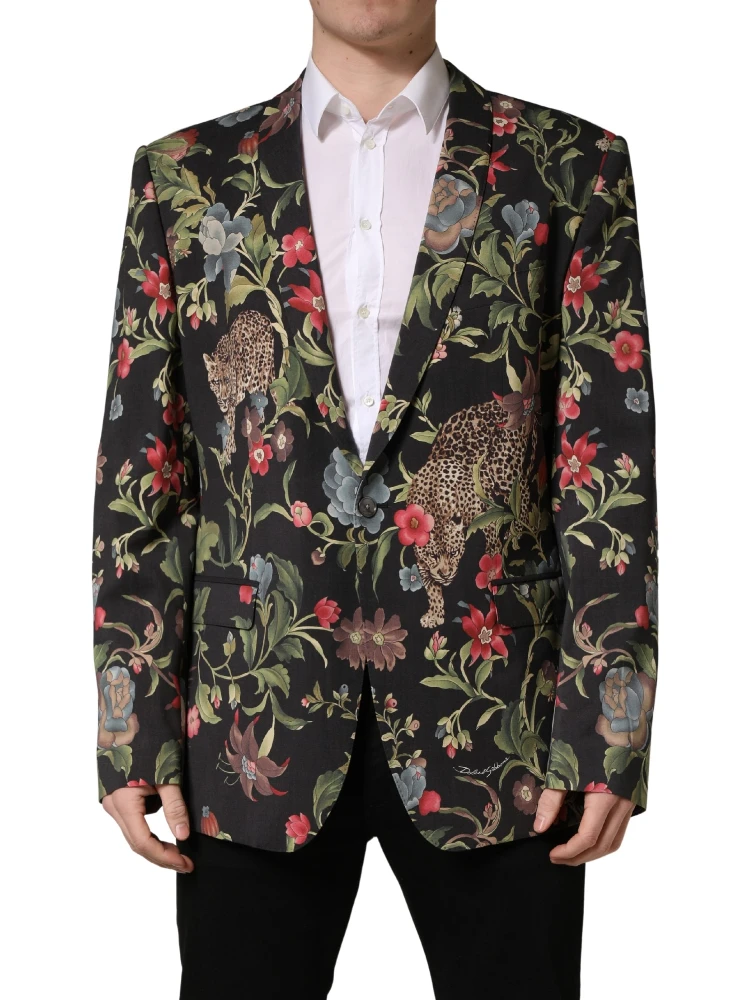 Multicolor Floral Leopard 1 Button Men Suit Jacket