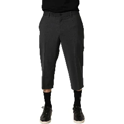 Dark Gray Wool Cropped Chino Trouser Pants