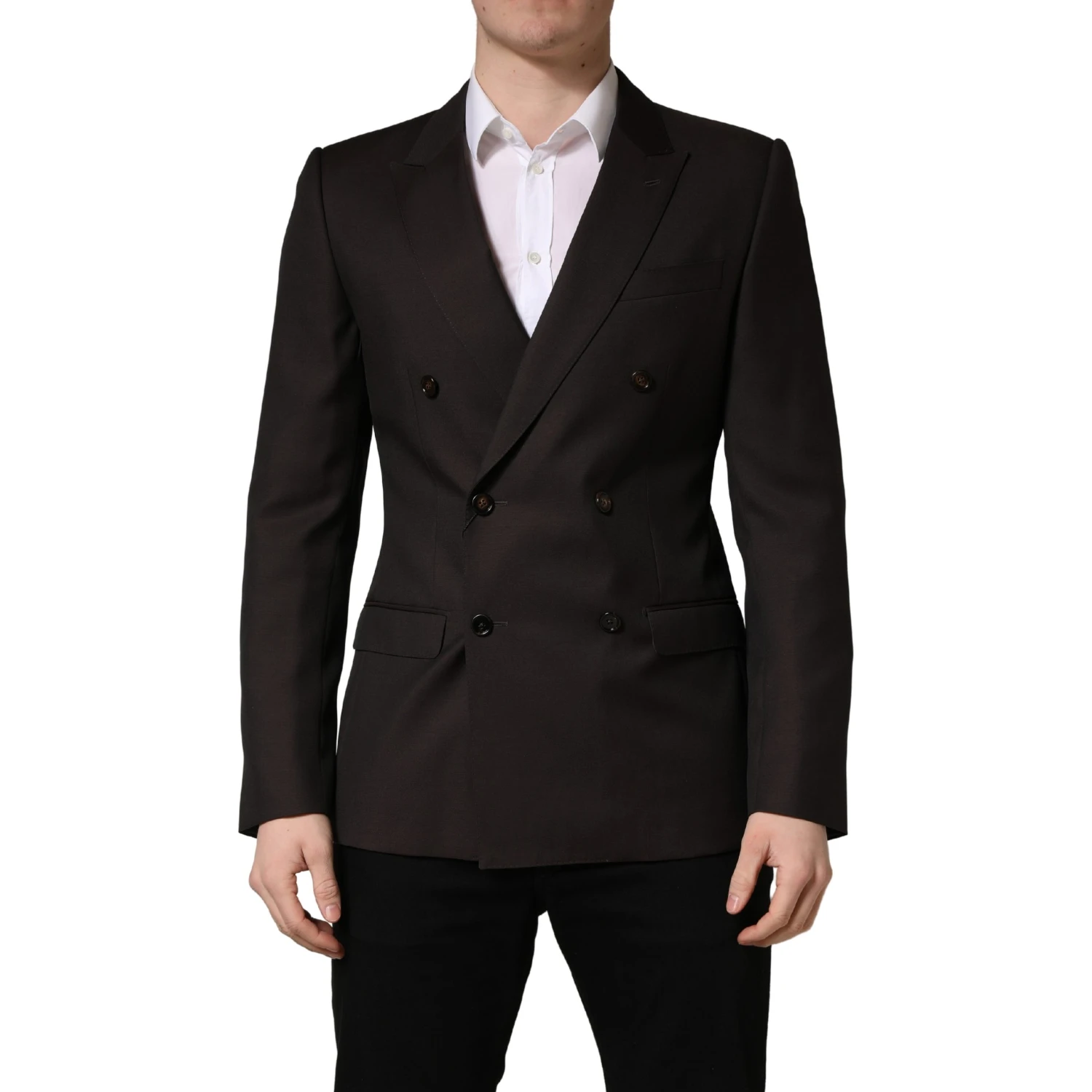 Dark Violet Wool Double Breasted Suit Jacket