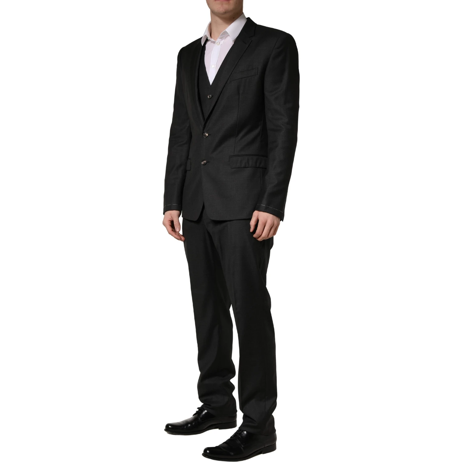 Black Wool Slim Fit Formal 3 Piece Men Suit