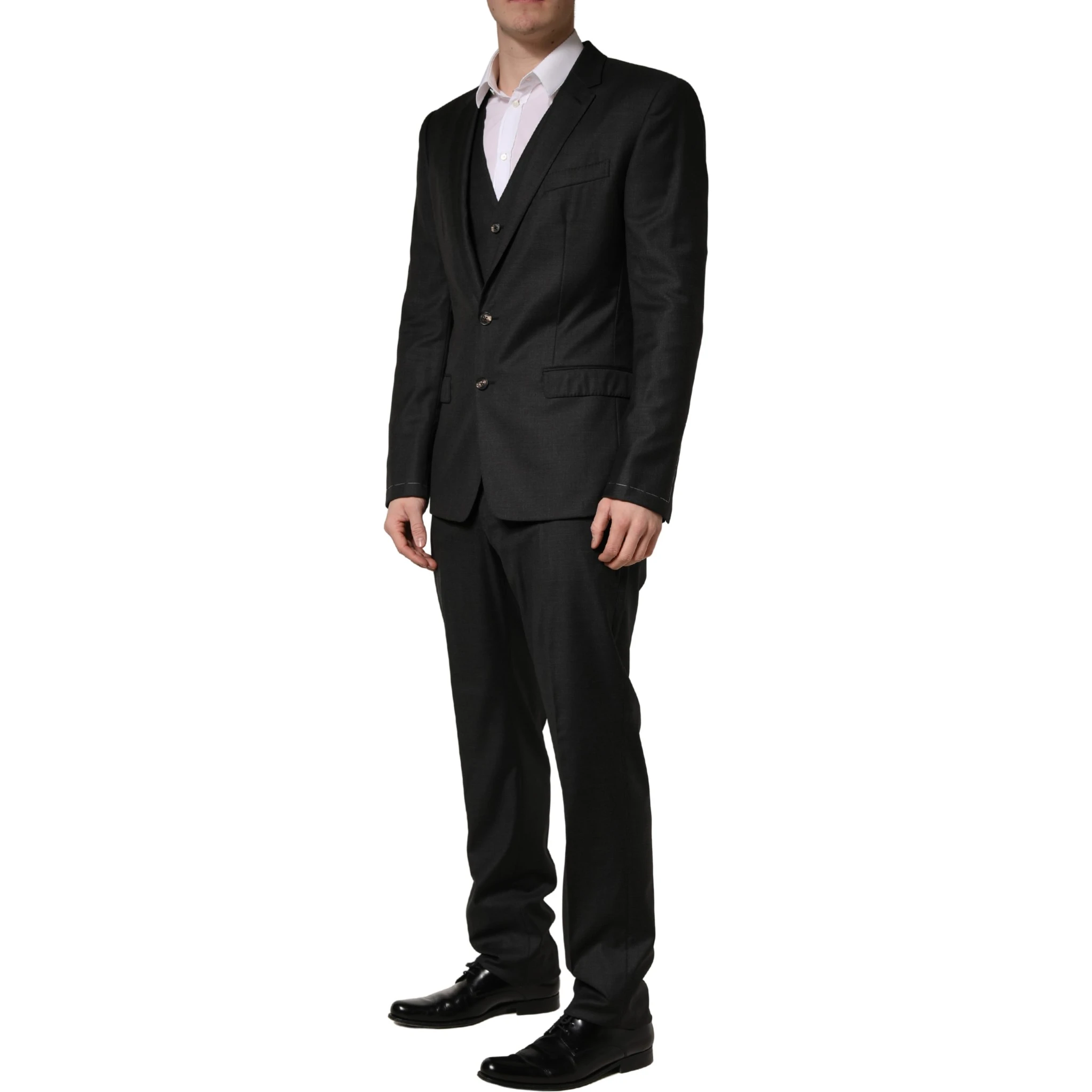 Black Wool Slim Fit Formal 3 Piece Men Suit