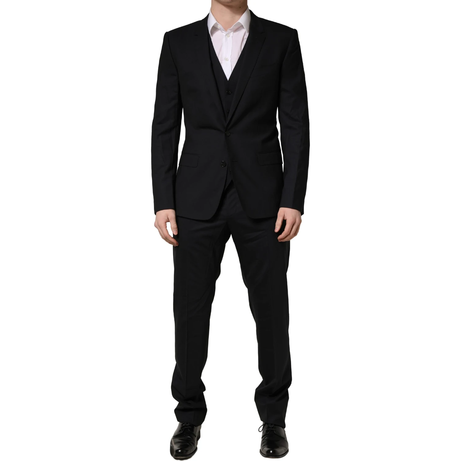 Black Wool 2 Buttons Formal 3 Piece Men Suit