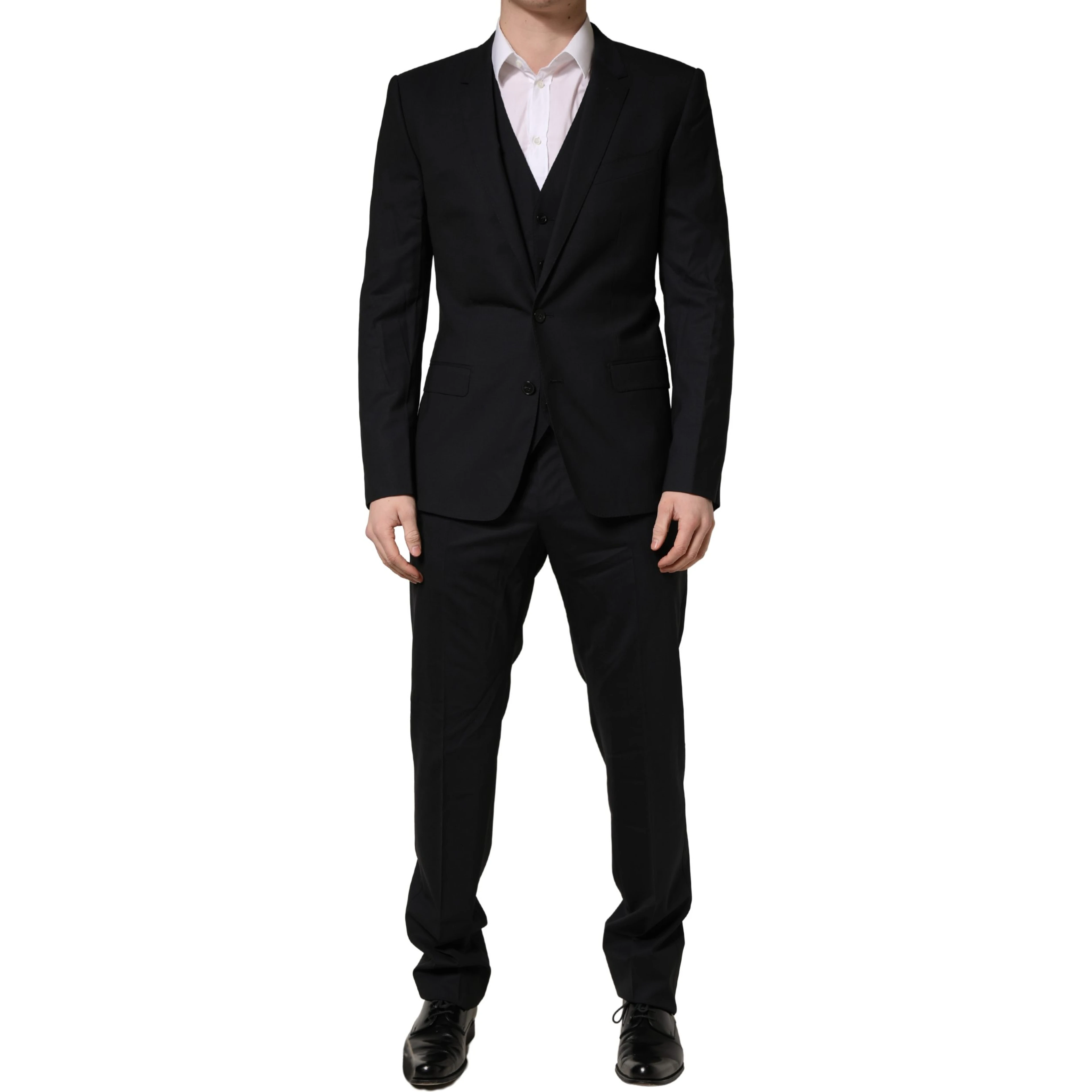 Black Wool 2 Buttons Formal 3 Piece Men Suit